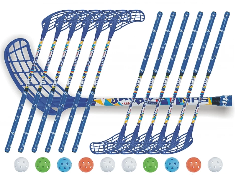 Florbalový set MPS Jungle Navy (12 hokejok)