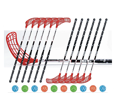 Florbalový set MPS Boomerang Red/Black (12 hokejok)